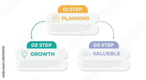 Infographic design business template with icons 3 steps template. Timeline, Business presentation. Vector illustration.