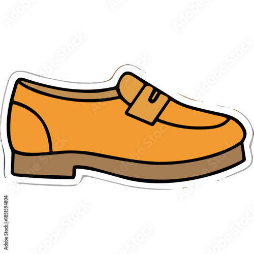 Orange Loafer Shoe Sticker - Vector Art