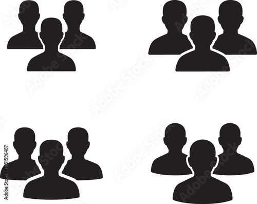 A group of people icon set with four pairs of human silhouettes