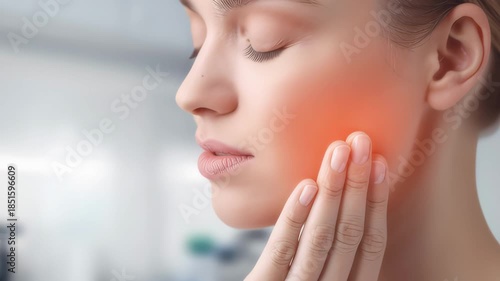 Toothache and Dental Pain Concept – Close-up of Woman Holding Cheek, Suffering from Tooth Problems