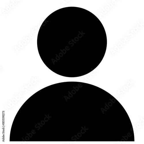 Simple black silhouette icon representing a person or user for login or profile identification