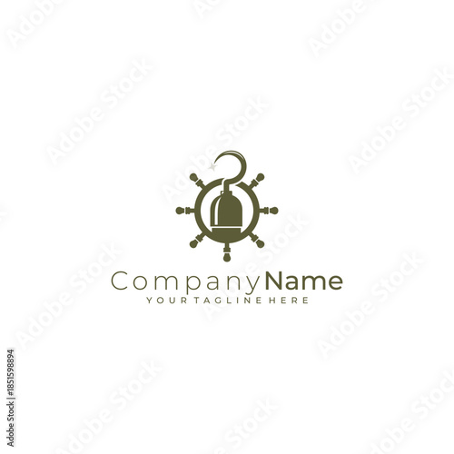 pirate logo , The logo of a pirate's hand and a ship's rudder combined together