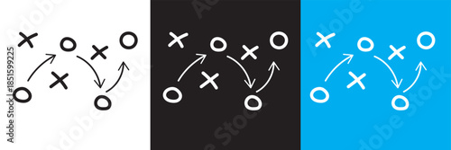 Soccer game strategy and tactic plan line icon. isolated on white and black background. vector illustration. EPS 10