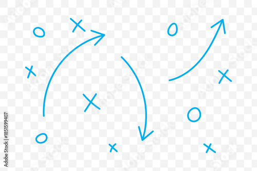 Soccer game strategy and tactic plan line icon. isolated on white and black background. vector illustration. EPS 10