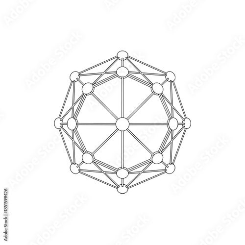 Geometric Polyhedral Molecule Structure Network Line Art Design
