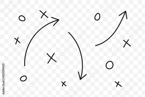 Soccer game strategy and tactic plan line icon. isolated on white and black background. vector illustration. EPS 10