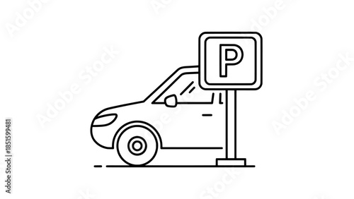 Car parking line icon for urban transportation and city services