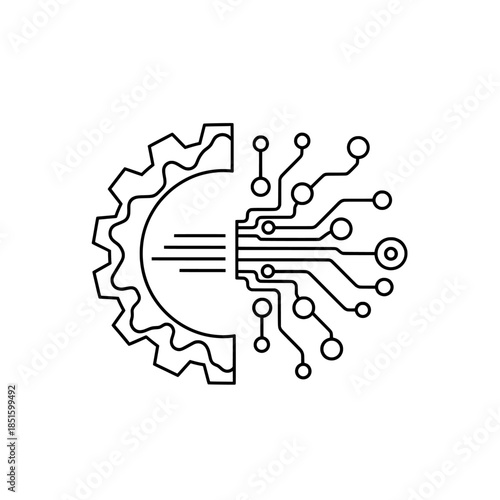 Gear and Electronic Circuit Board for Digital Industry Technology Concept