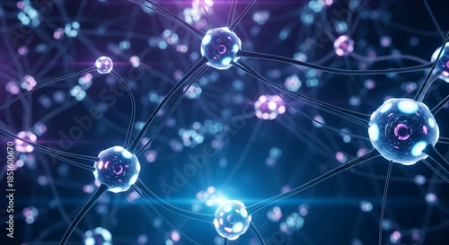 Glowing neural network with interconnected nodes and vibrant connections