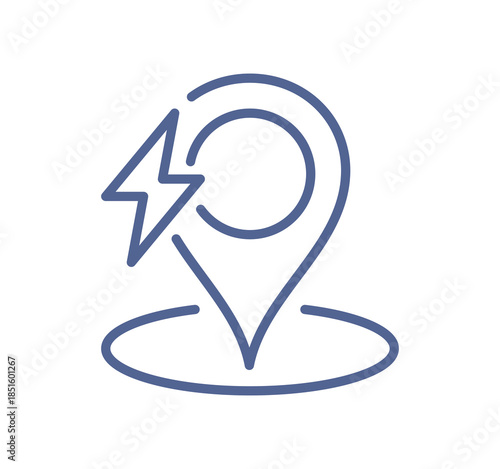 Electric charger and battery station icon, power supply equipment and modern electricity charging system line flat vector illustration.
