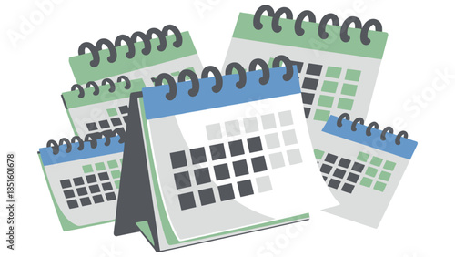 Vector illustration of a stack of multiple calendars symbolizing long term scheduling and project milestone tracking