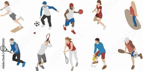 Diverse group of athletes participating in various sports and physical activities