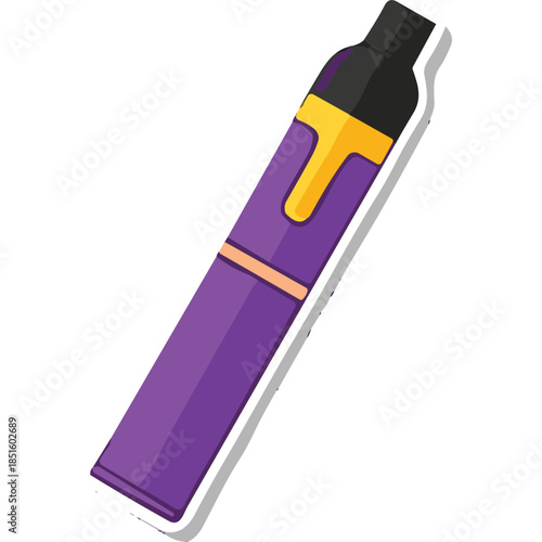 Purple Vape Pen Vector Illustration with Yellow Accent
