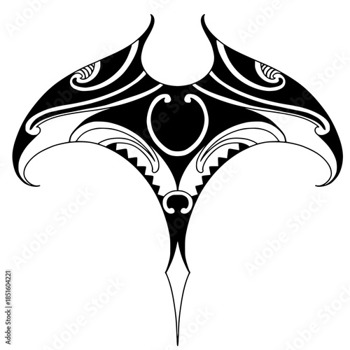 Stingray polynesian tattoo design. Aboriginal samoan style. illustration EPS10