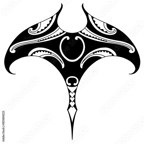 Stingray polynesian tattoo design. Aboriginal samoan style. illustration EPS10