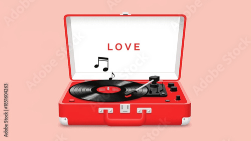Nostalgic Valentine's Day Melody from a Classic Record Player