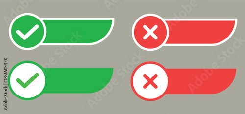 Green Checkmark and Red X Mark UI Elements – Status and Feedback Icons