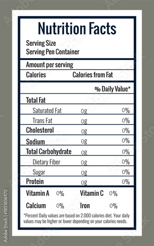 Nutrition Facts Label Template – Zero Nutritional Values Design for Food Packaging