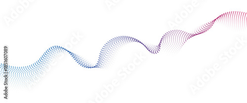 Flowing Dot Wave halftone gradient pattern on transparent background	
