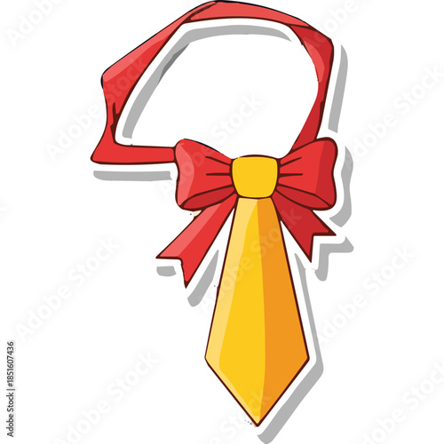 Red Bow Tie with Yellow Necktie Illustration