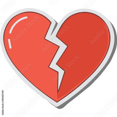 Red Broken Heart Icon - Symbolizing Sadness, Loss, and Heartbreak