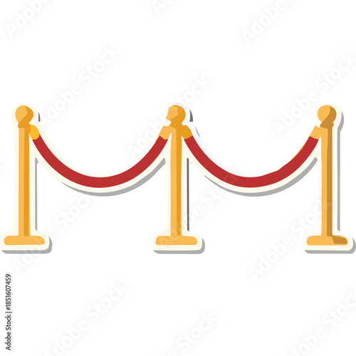 Red Carpet Barrier Stanchions and Rope Icon