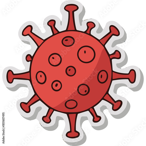 Red Cartoon Virus Icon Sticker
