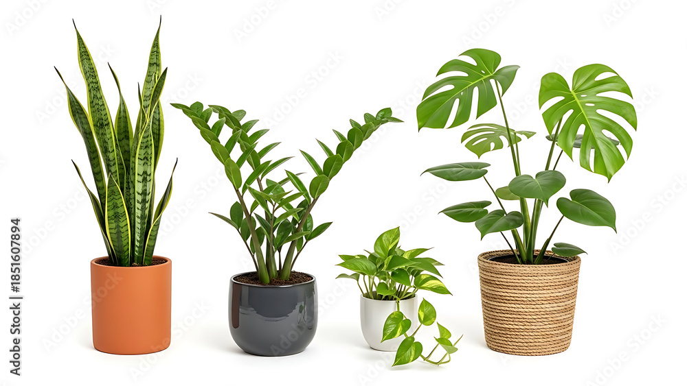 Obraz premium Collection of indoor houseplants in pots