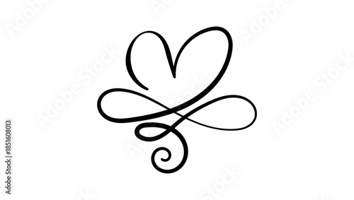 Heart love sign forever, black isolated silhouette