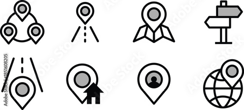 Icon Collection Pin Location Map, pinpoint, site, locale, venue for Web Design, Mobile Apps, and Graphic Element