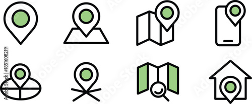 Icon Collection Pin Location Map, spot, mark, pinpoint, localize for Web Design, Mobile Apps, and Graphic Element