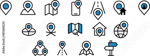 Large Icon Collection Pin Location Map for Web Design, Mobile Apps, and Graphic Element