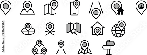 Group Icon Collection Pin Location Map for Web Design, Mobile Apps, and Graphic Element