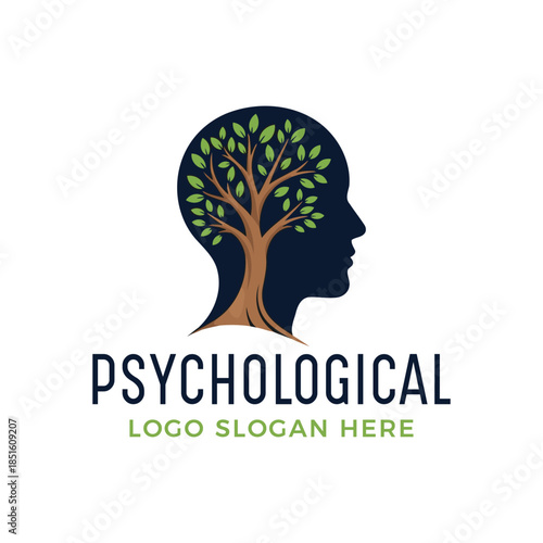 Psychological logo with tree growing out of head silhouette