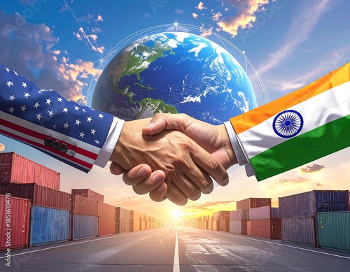 Symbolic image showing cooperation between US and India