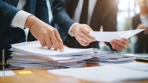 HR manager meticulously reviewing complaint files in a well-organized office setting, emphasizing the importance of fairness and thoroughness in workplace conflict resolution. 