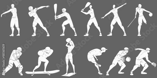 Baseball player action sequence a dynamic illustration of pitching and batting