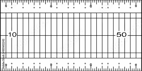 A black and white illustration of a graph paper with rulers above and below