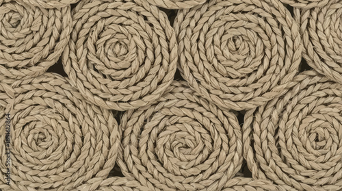 Close-up of Natural Jute Rope Coiled in a Spiral Pattern