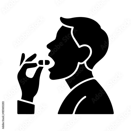 eating a pill icon , taking a pill vector 