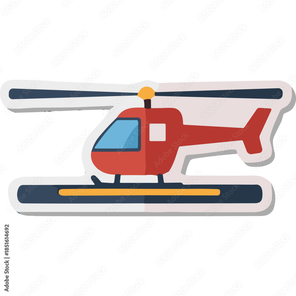Fototapeta premium Red Helicopter Icon - Simple Flat Design