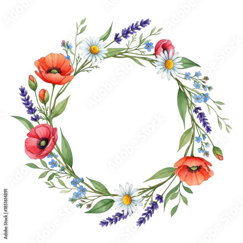 Floral wreath illustration isolated on white background