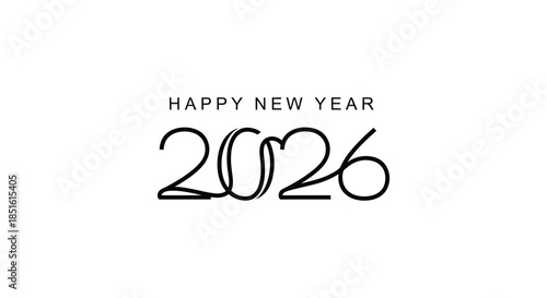 A minimalist new year greeting card displaying the year 2026 in elegant script typography