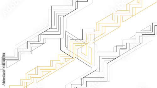 Geometric Pattern of Interconnected Staircases.
