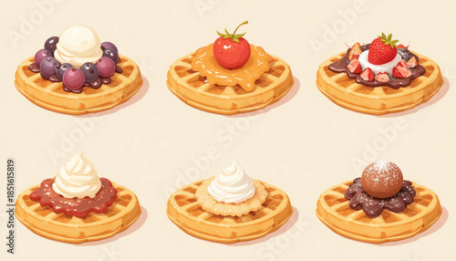 Flat colored waffle cake vector illustration 