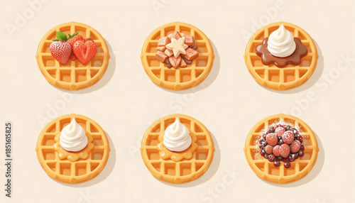 Flat colored waffle cake vector illustration 