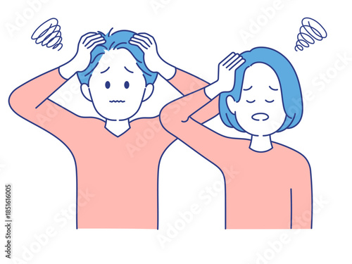 成人男女　表情　イラスト　困っている　ポーズ