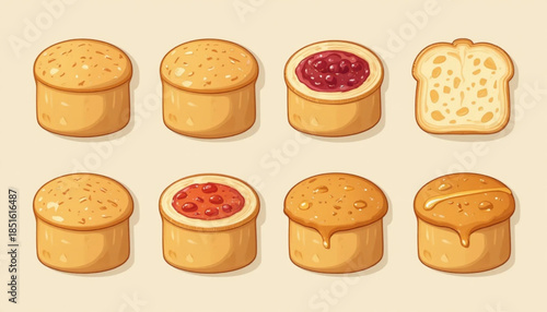 Flat colored pancake icon illustration on plain background 