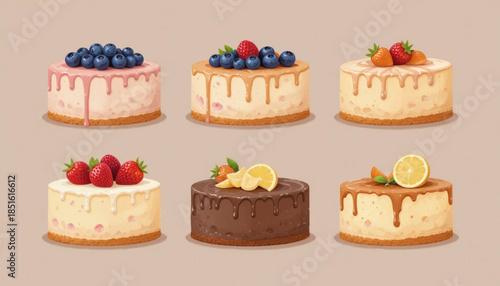 Illustration of a flat colored pancake cake icon with fruit topping
