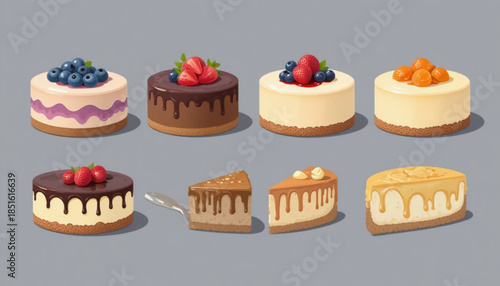 Illustration of a flat colored pancake cake icon with fruit topping